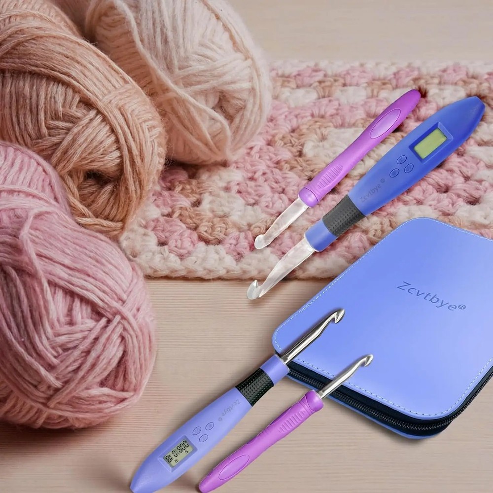 Crochet Hook Set with LED Light Stitch & Row Counter Digital Ergonomic Handle