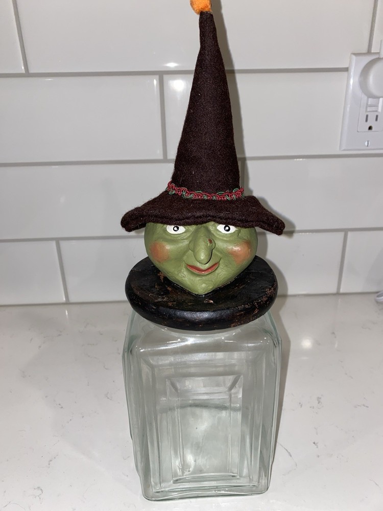 Vintage Halloween Witch Topper Jar