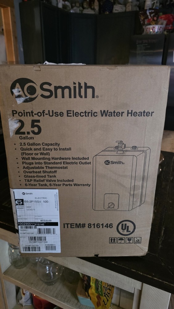 smith point of use electric water heater 2.5 gallon floor or wall install