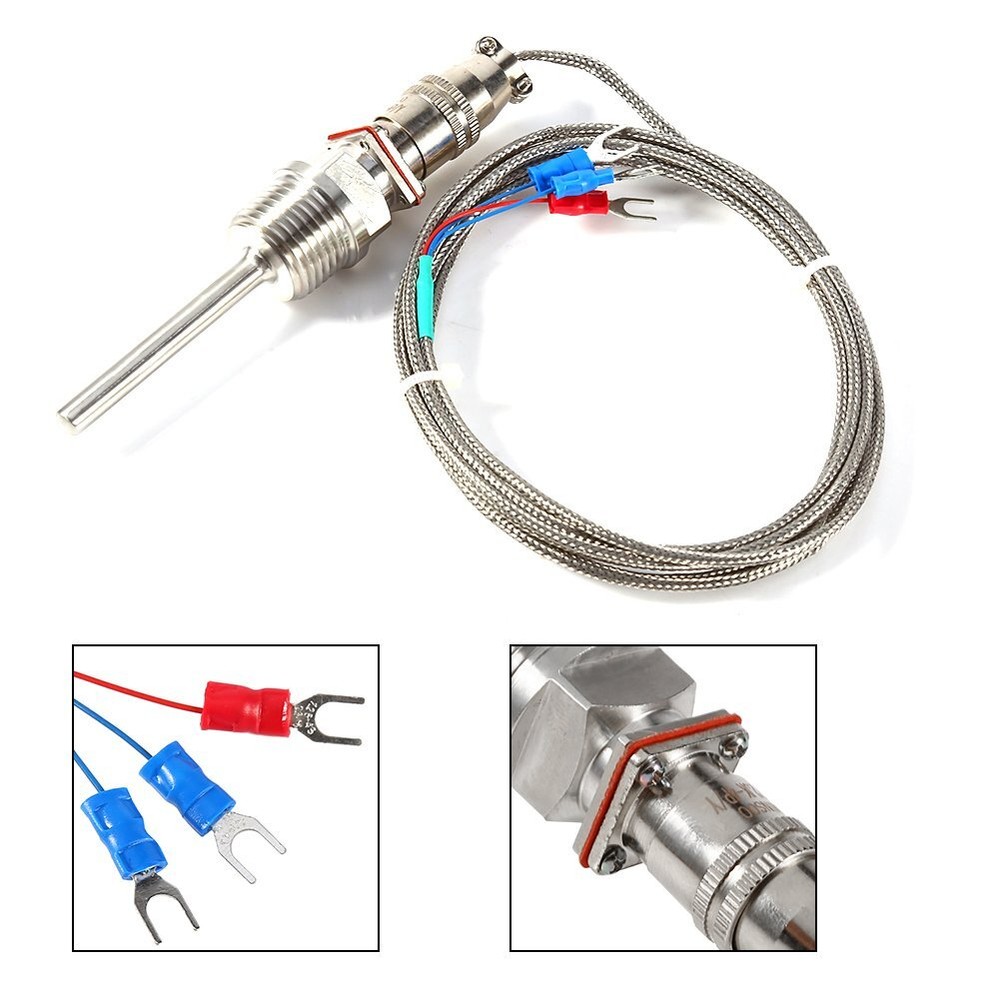 RTD PT100 Temperature Sensor Probe 1/2" NPT Threads Thermocouple Temperature ...