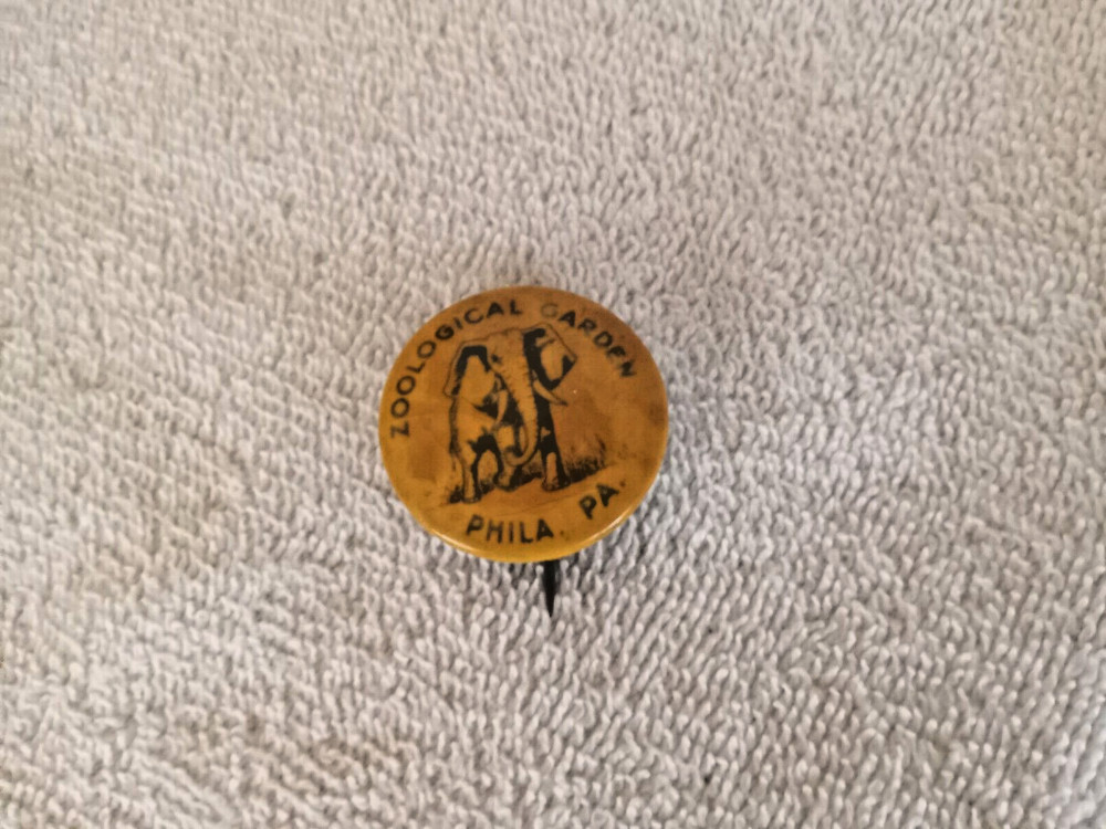 VINTAGE CELLULOID ZOOLOGICAL GARDEN PHILA. PA. ADVERTISING PINBACK BUTTON