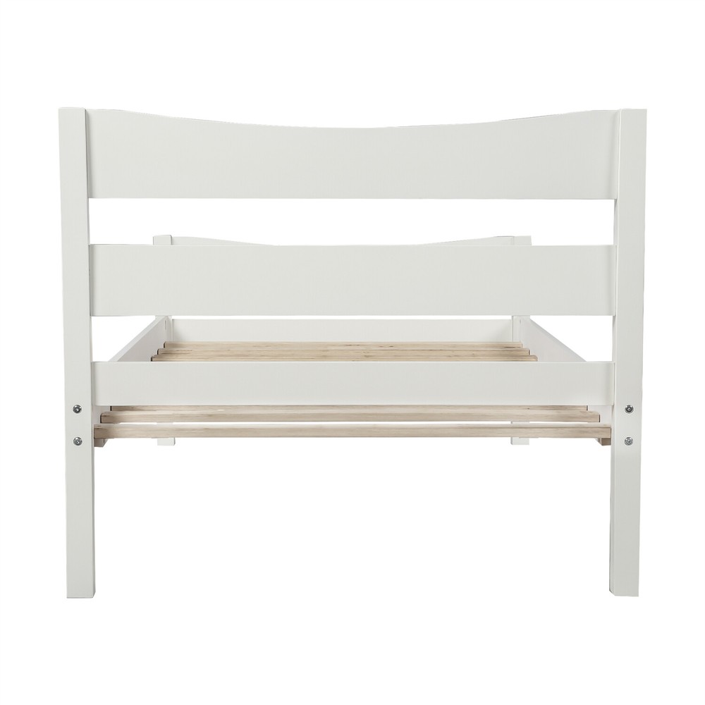 Twin Size Bed Frame Wood Platform Bed Frame with Headboard White/Walnut/Espresso