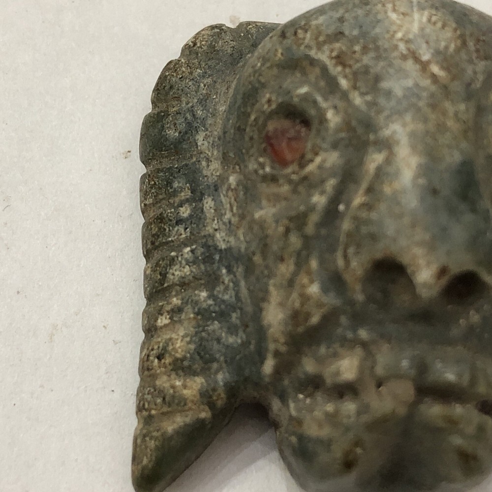 Ancient China Jade "Green Man" Skull Pendant