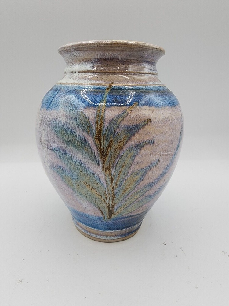 Art Pottery vase Signed Merle 7 1/2” Tall