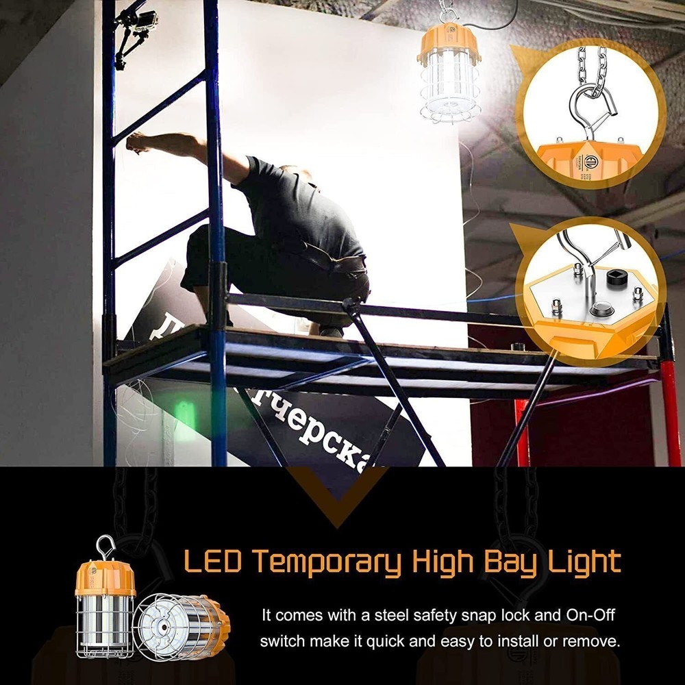 80W LED Temporary Work Light Hanging Construction JobSite Light 5000K Daylight