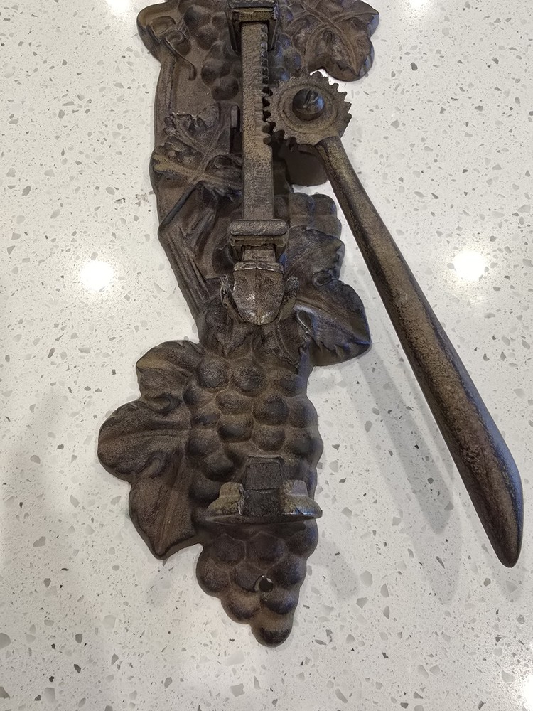 Old Cast Iron Wall Mounted Mechanical Cork Puller - Cool