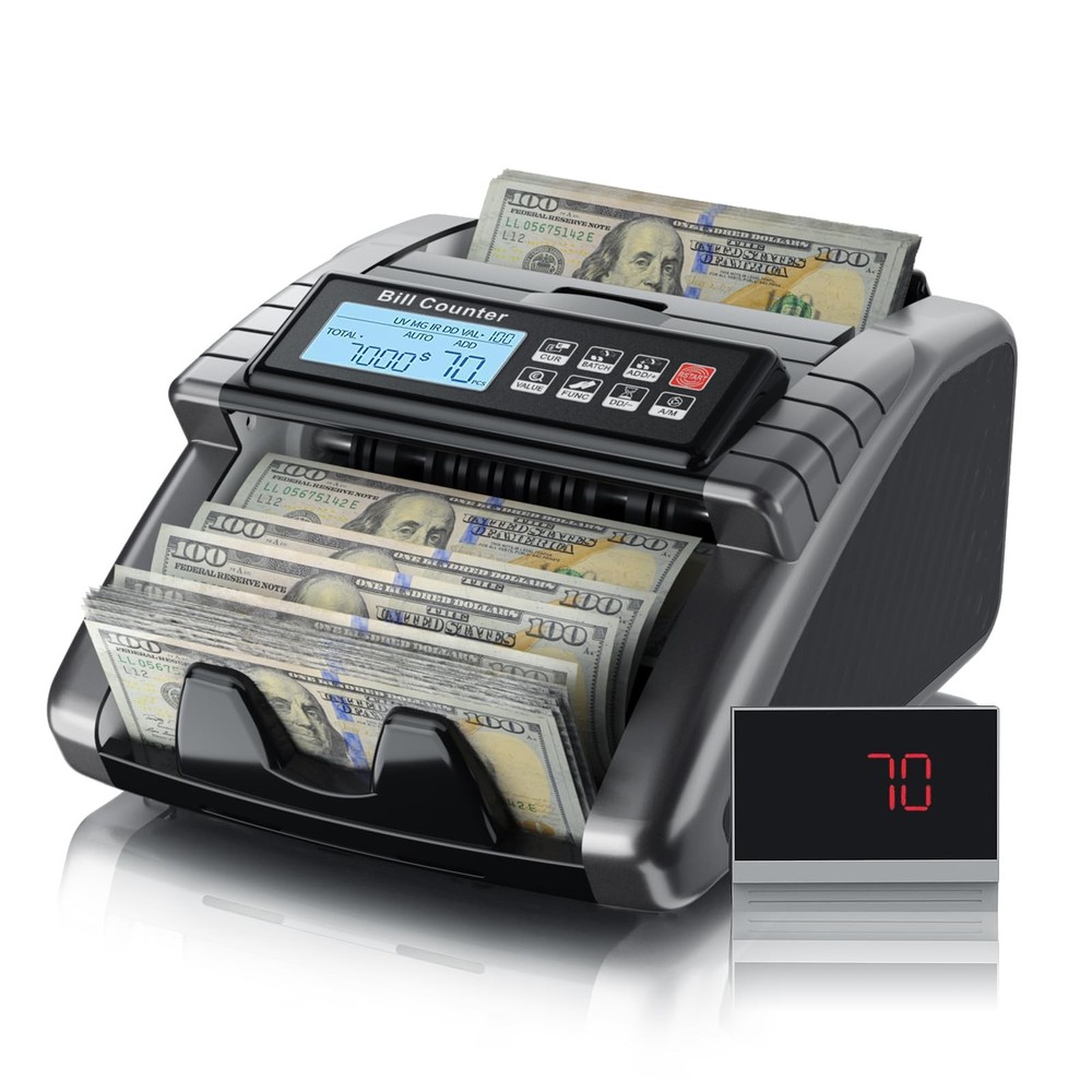 LOLARAN AL1000 Money Counter Machine with Value Counting, Support Dollar and...