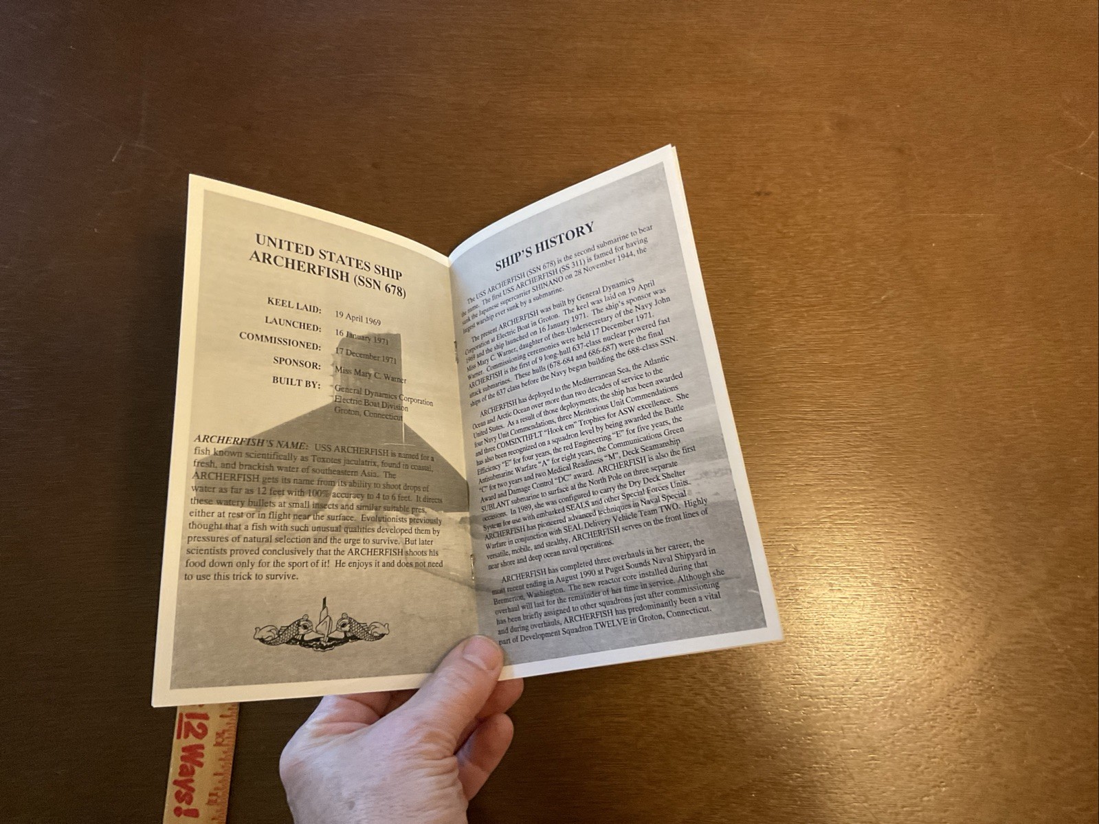 Welcome Aboard USS ARCHERFISH SSN 678 Handout Pamphlet Vintage