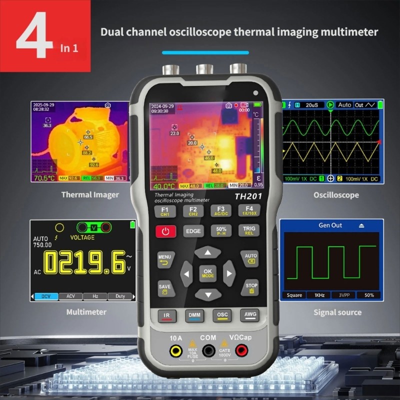 High Resolution Double Channel Oscilloscope with Thermal Imaging for Electronics