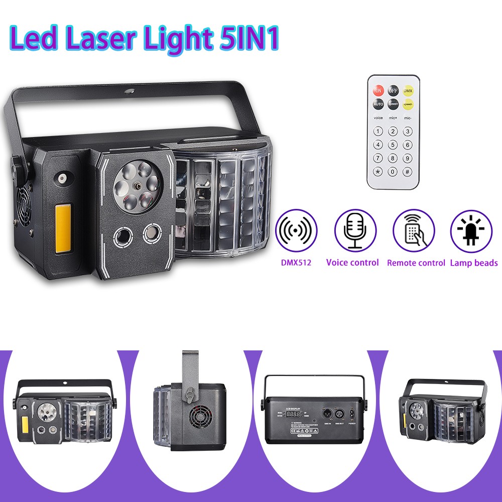 2 Pack 6X3W Strobe laser Light 5in1 Pattern Sound Control Light For Disco Party