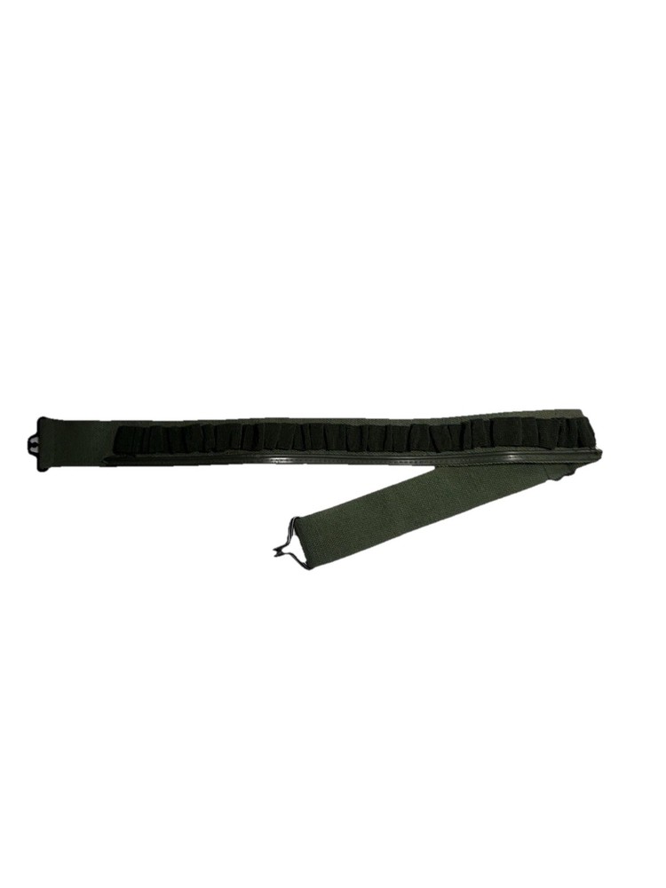 Adjustable 25-Round Ammo Belt / Bandolier — Green Canvas Elastic Loops — Surplus
