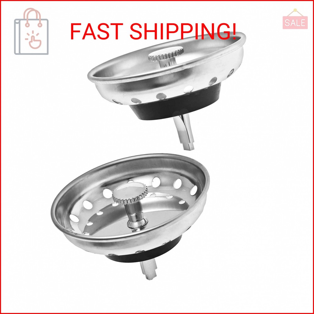 2 Pack - Kitchen Sink Strainer and Stopper Combo Basket Replacement for Standard