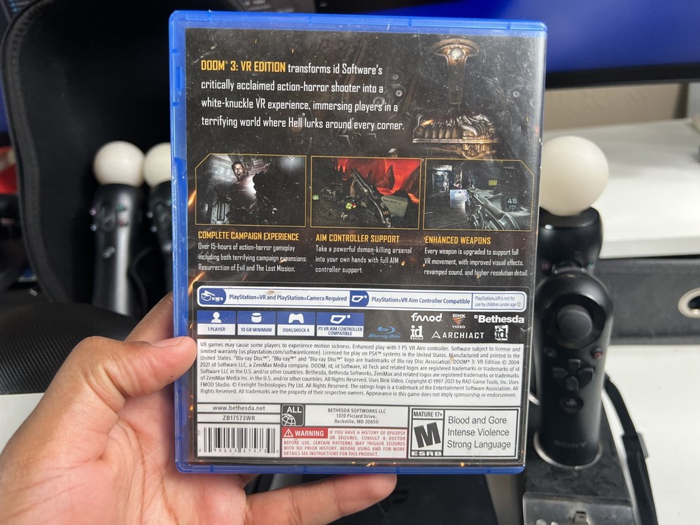 PlayStation VR PSVR Bundle w/ Move Controllers Doom VR Games Tested