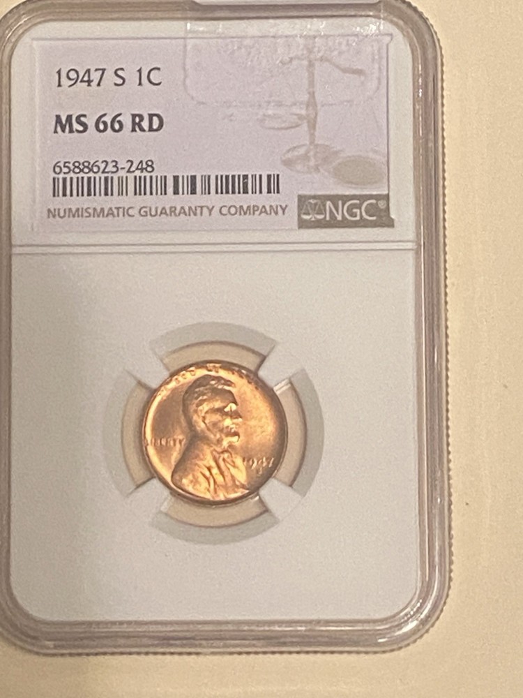 1947 S NGC MS66RD  Lincoln cent