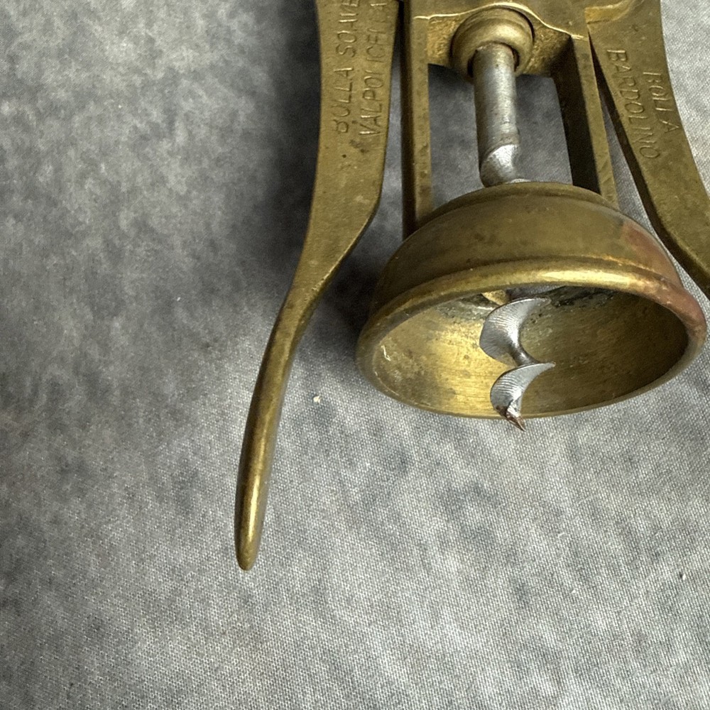 ITALIAN Solid Brass Winged Corkscrew Wine Bottle Opener Bolla Soave Advertising