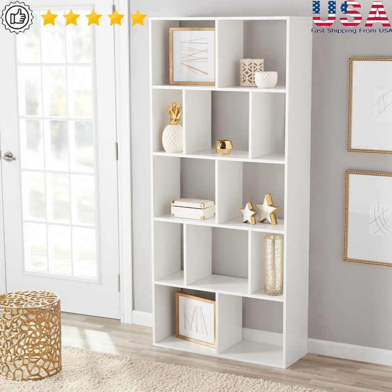 Modern 12-Cube Bookcase Vertical Shelving Storage Unit Open Back Organizer New