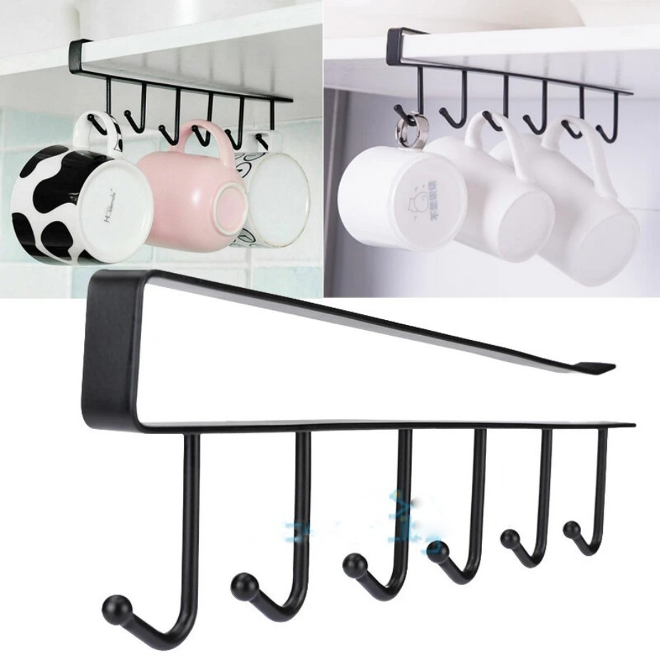 2P Under-Shelf Mug Holder Rack – Kitchen Cabinet Coffee Cup Storage Hooks-%%