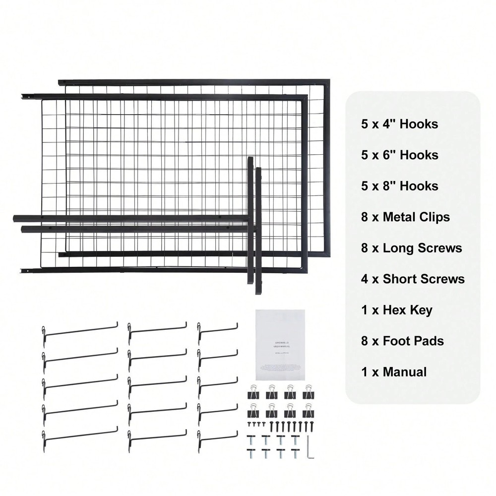 2Pcs 2x5.6ft Grid Wall Panel Tower Retail Display Rack with T-Base Hooks Clips