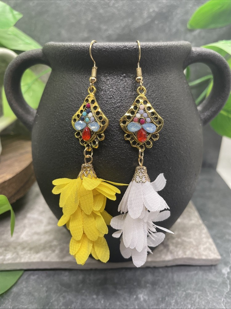 4” Gold-tone Boho Retro Earring Set Drop Dangle New Free Ship B6597