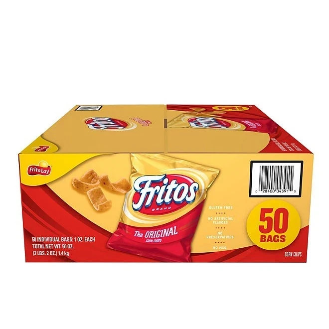 Fritos Original Corn Chips 1 oz Bags – 50 Pack Bulk Snacks. Free Shipping