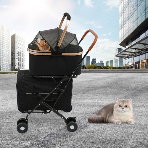 2-Tiers Foldable Small & Medium Dogs Stroller Pet Stroller  Dog & Cat Stroller