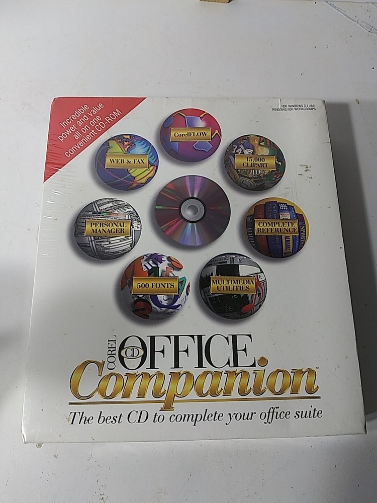 Corel Office Companion CD  Vintage PC Computer Program Software Sealed 1995