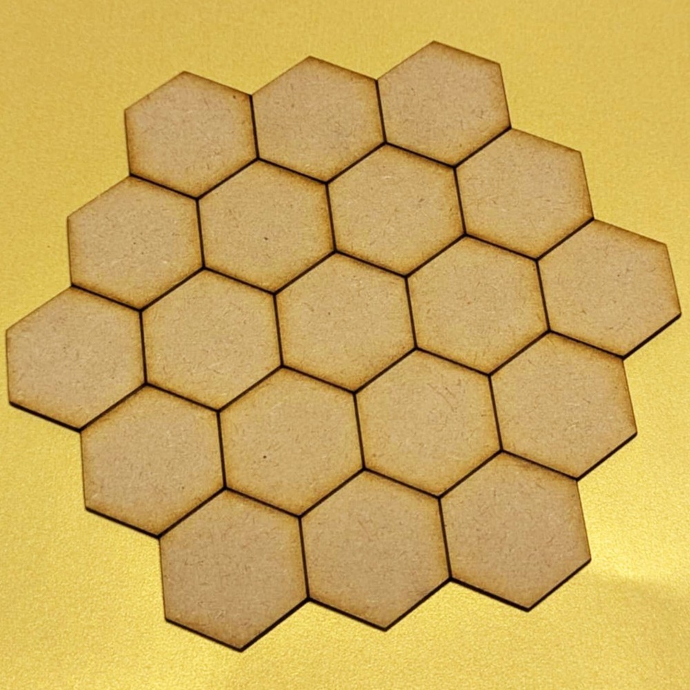 19-Tile Star Multi-Hex 1.25" / 30mm MDF Bases TTRPG Scenery, BattleTech