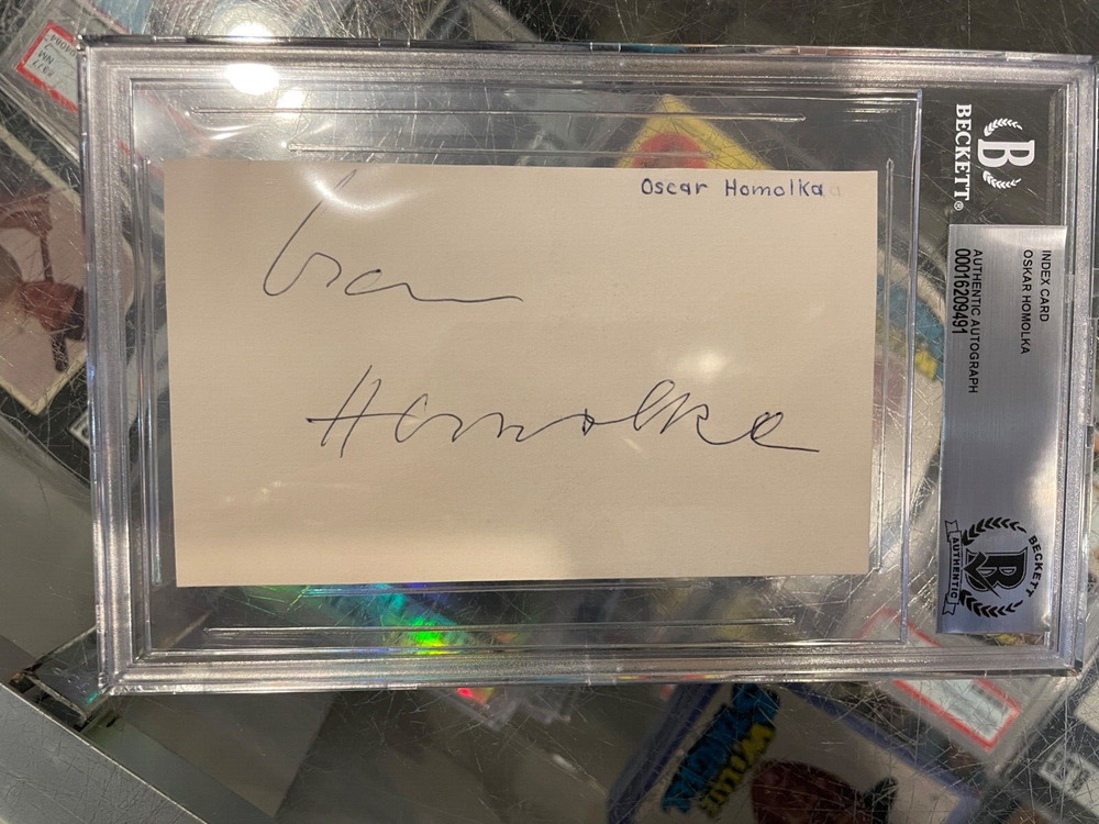 OSCAR HOMOLKA ACTOR SIGNED INDEX CARD BECKETT