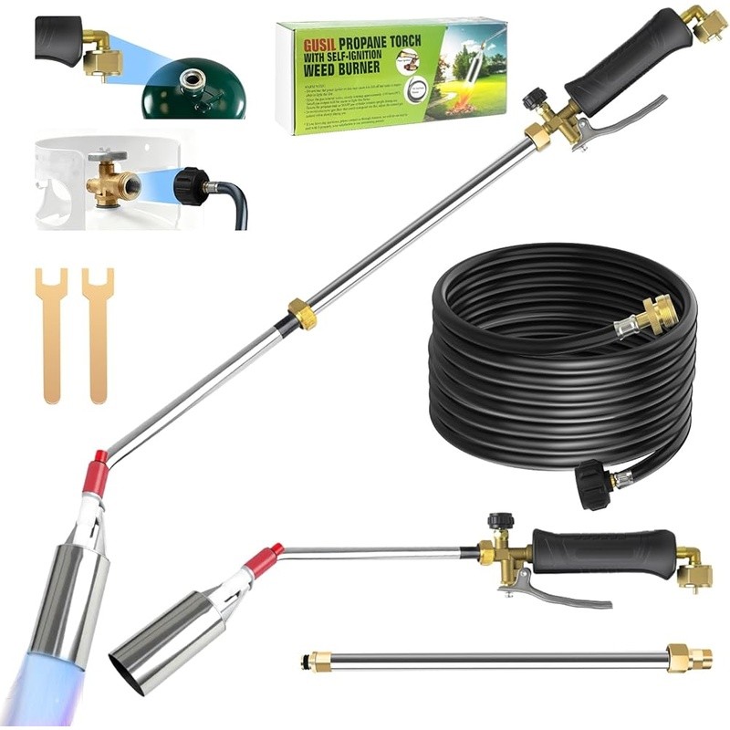 Powerful Propane Weed Torch Dual Modes Extra Long Hose Adjustable Flame Control