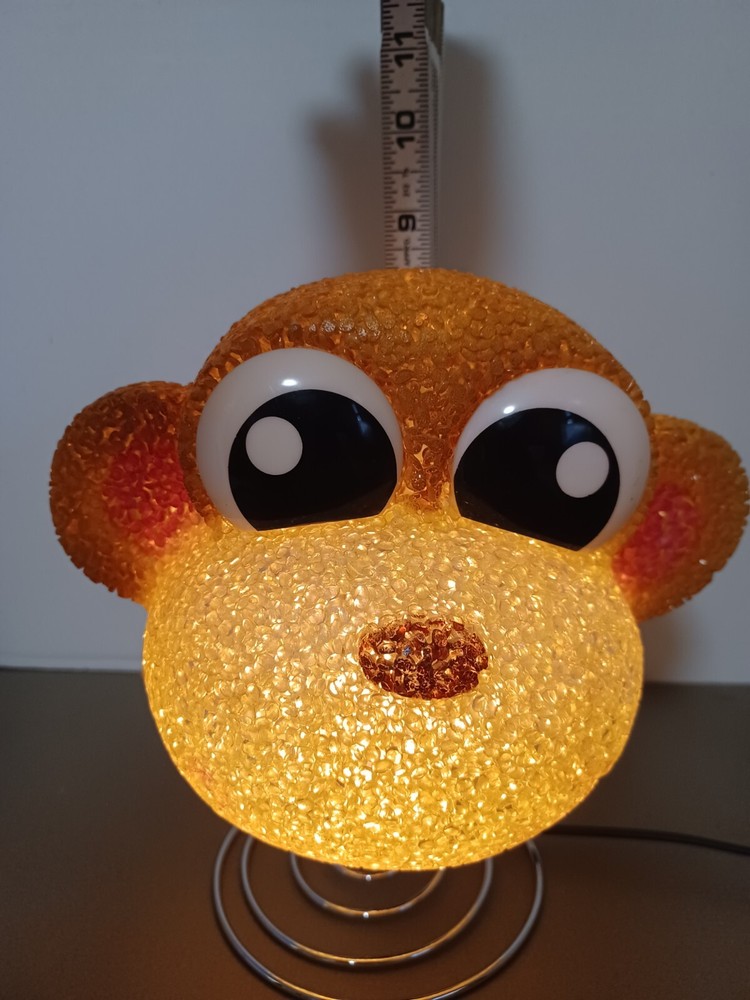 VTG Monkey Face Plastic Spaghetti Popcorn Lamp Spring Base Electric Night Light