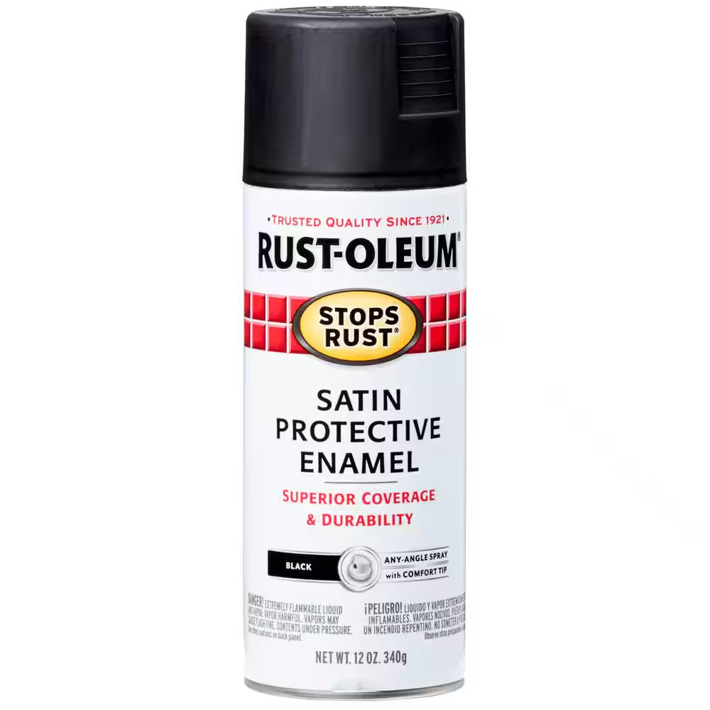 12 Oz. Protective Enamel Satin Black Spray Paint (6-Pack)