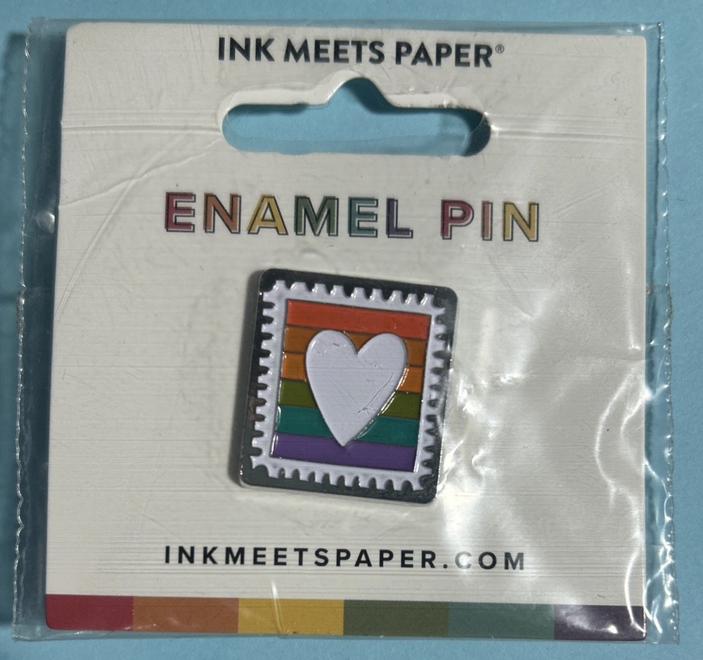 6 Different Pride Pins -Hearts, Stamps, Caution New in Package