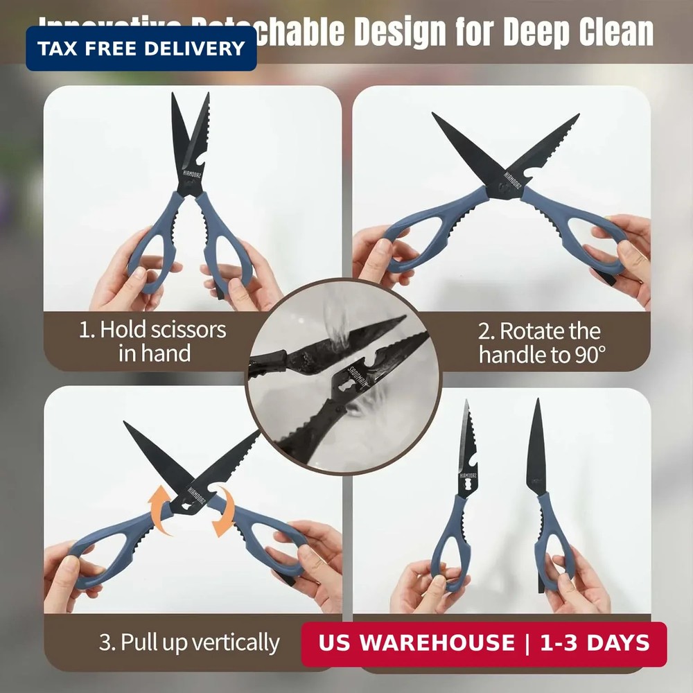 Kitchen Scissors All Purpose, Extra Sharp Kitchen Shears with Knife Sharpener &