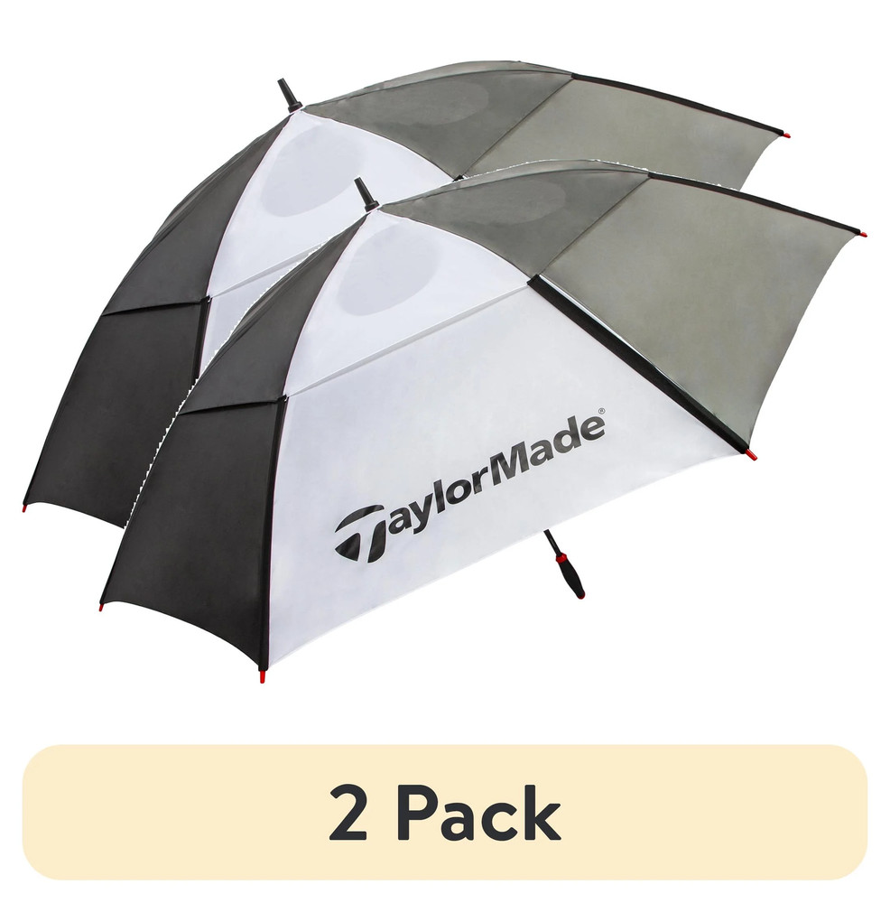(2 Pack) 68-Inch Auto Open Vented Golf Umbrella, Black/White