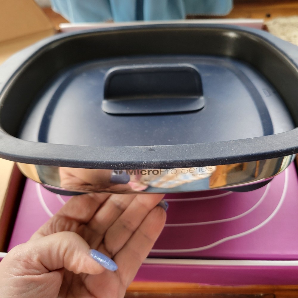 Tupperware Micropro Grill Non-Stick Blue Book Box Microwave Griller sear crisp