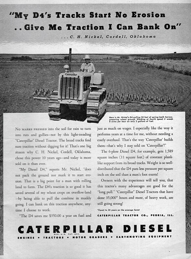1948 Caterpillar Model D4 Tractor Original Print Ad