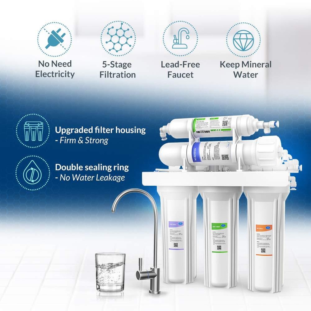 SimPure 100 GPD 5 Stage RO Reverse Osmosis System Home Drinking Water Filtration