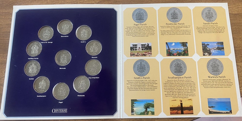 1984 Bermuda Coin Set celebrating Anniversary. Proof Set