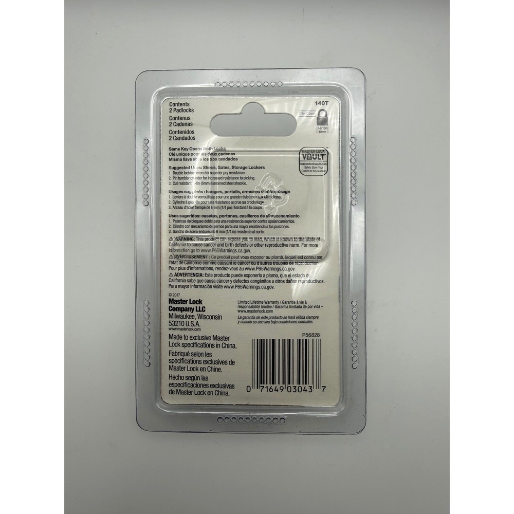 Master Lock 140T Tough Under Fire Padlock Set with 2 Keys