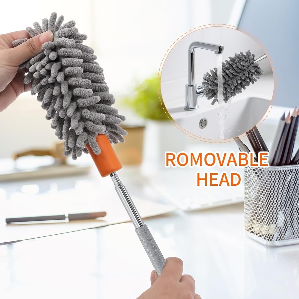 Compact 2-Pack Mini Dusters with Extendable Poles, Ideal for Home & Car Cleaning