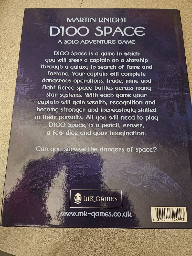 D100 Space Solo RPG Core Rulebook (MK Games) New!