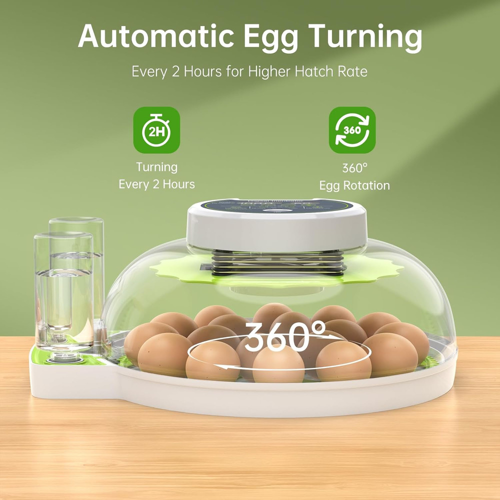 Egg Incubator with Automatic Egg Turning and Humidity Control, 18 Eggs Incubator