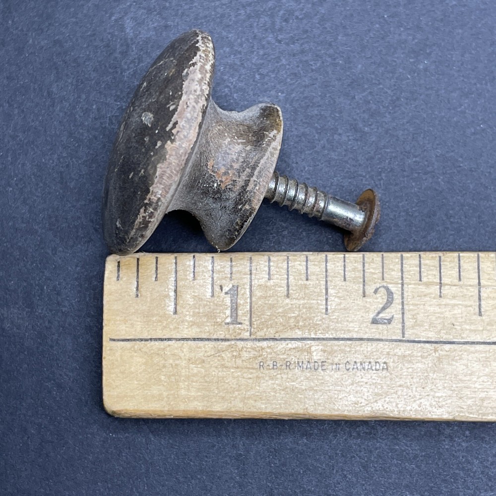 Antique c1860s Solid Wood Cabinet Pull Drawer Knob 1.5" Diameter Handle L