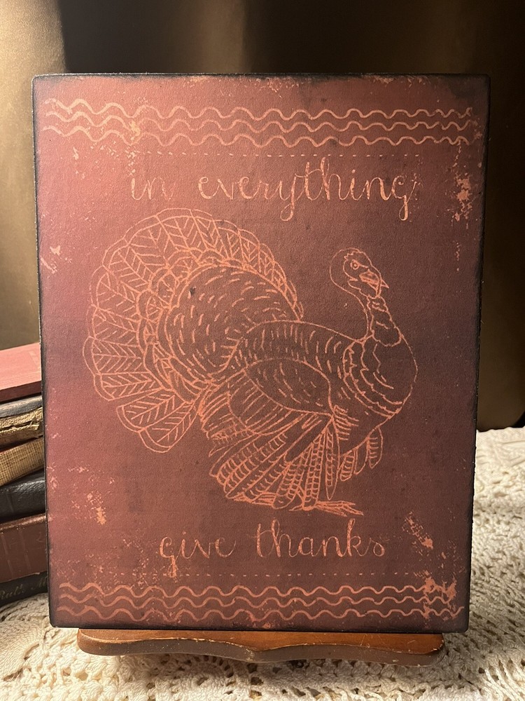 Thanksgiving, Red Ware Turkey, Rustic, Primitive,  Handcrafted  CANVAS  Sign