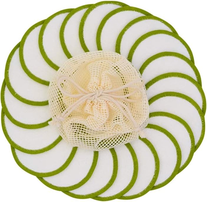 20 Pack Reusable Makeup Remover Pads - Bamboo 21 Piece Set, Green