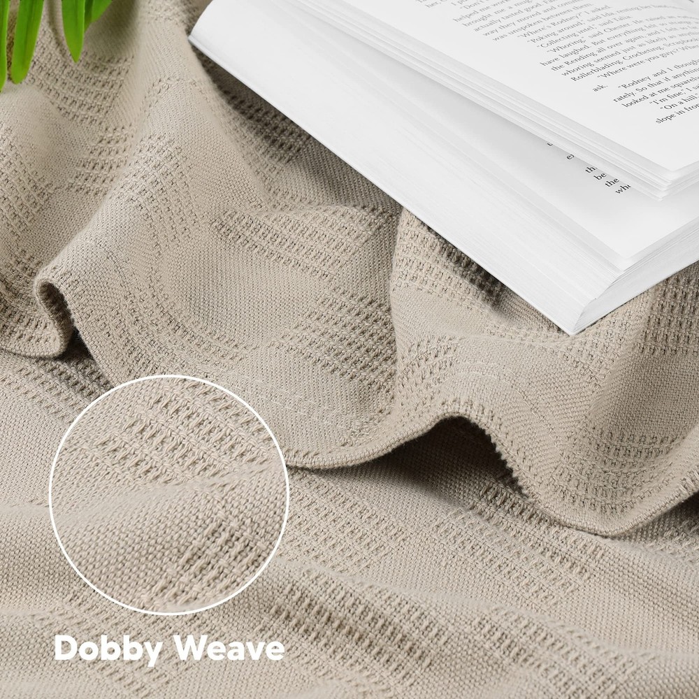 Utopia Bedding 100% Cotton Thermal Blanket Khaki Throw Size Throw,