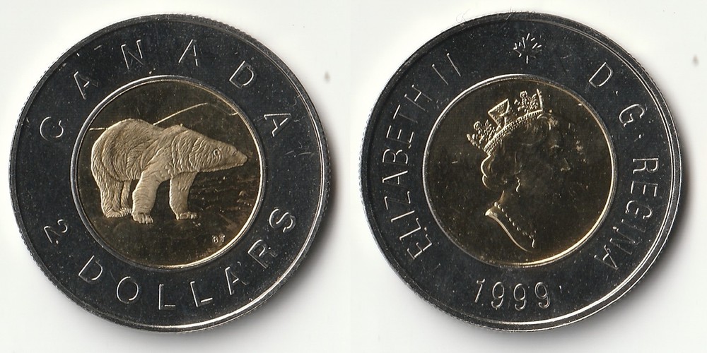 1999 Canada 2 dollars coin polar bear uncirculated