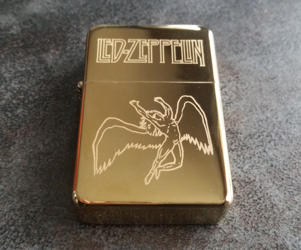 Gold Led Zeppelin Engraved Lighter With Gift Box - FREE ENGRAVING