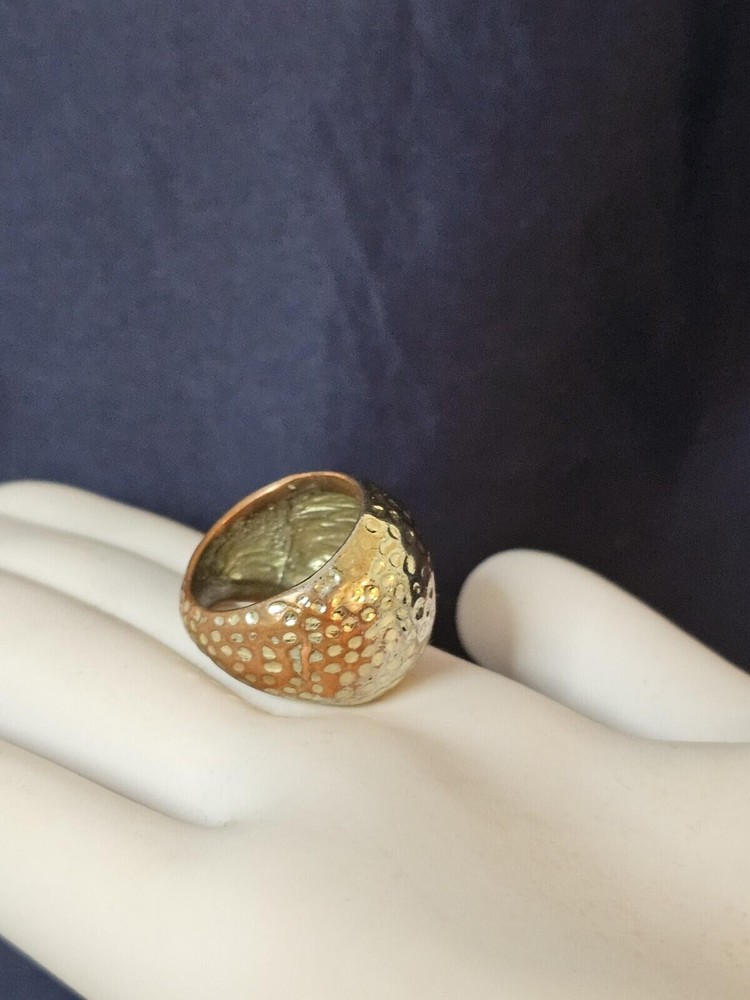 Vintage Hammered Copper with Silver overlay Dome Ring