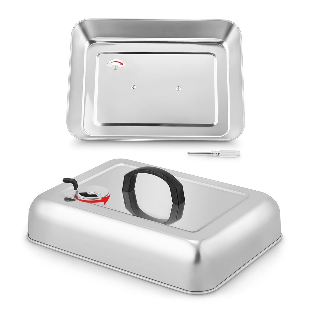 13 x 9.75Inch Cheese Melting Domes, HaSteeL Rectangular 13 x 9.75 In, Silver